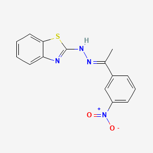 molecular formula C15H12N4O2S B11537104 2-{(2E)-2-[1-(3-nitrophenyl)ethylidene]hydrazinyl}-1,3-benzothiazole 