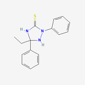 molecular formula C16H17N3S B11537116 5-Ethyl-2,5-diphenyl-1,2,4-triazolidine-3-thione 