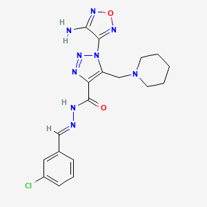 1-(4-amino-1,2,5-oxadiazol-3-yl)-N'-[(E)-(3-chlorophenyl)methylidene]-5-(piperidin-1-ylmethyl)-1H-1,2,3-triazole-4-carbohydrazide