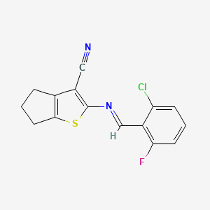 2-{[(E)-(2-chloro-6-fluorophenyl)methylidene]amino}-5,6-dihydro-4H-cyclopenta[b]thiophene-3-carbonitrile