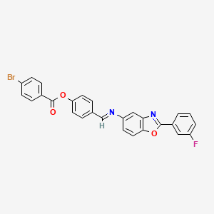 molecular formula C27H16BrFN2O3 B11537186 4-[(E)-{[2-(3-fluorophenyl)-1,3-benzoxazol-5-yl]imino}methyl]phenyl 4-bromobenzoate 