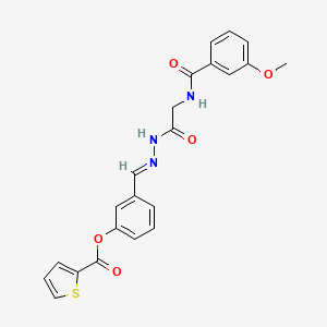 molecular formula C22H19N3O5S B11537204 3-[(E)-({2-[(3-Methoxyphenyl)formamido]acetamido}imino)methyl]phenyl thiophene-2-carboxylate 