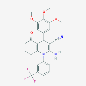 2-Amino-5-oxo-1-[3-(trifluoromethyl)phenyl]-4-(3,4,5-trimethoxyphenyl)-1,4,5,6,7,8-hexahydroquinoline-3-carbonitrile