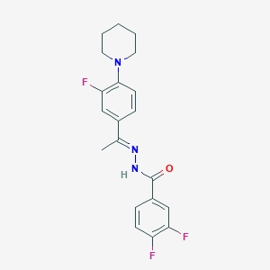 molecular formula C20H20F3N3O B11537224 3,4-Difluoro-N'-[(1E)-1-[3-fluoro-4-(piperidin-1-YL)phenyl]ethylidene]benzohydrazide 