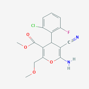 methyl 6-amino-4-(2-chloro-6-fluorophenyl)-5-cyano-2-(methoxymethyl)-4H-pyran-3-carboxylate