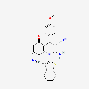 2-Amino-1-(3-cyano-4,5,6,7-tetrahydro-1-benzothiophen-2-yl)-4-(4-ethoxyphenyl)-7,7-dimethyl-5-oxo-1,4,5,6,7,8-hexahydroquinoline-3-carbonitrile