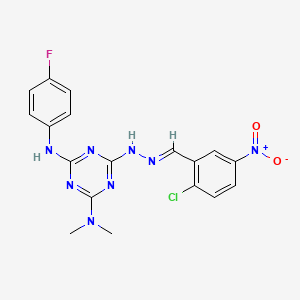 6-[(2E)-2-(2-chloro-5-nitrobenzylidene)hydrazinyl]-N'-(4-fluorophenyl)-N,N-dimethyl-1,3,5-triazine-2,4-diamine