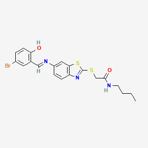 2-[(6-{[(E)-(5-bromo-2-hydroxyphenyl)methylidene]amino}-1,3-benzothiazol-2-yl)sulfanyl]-N-butylacetamide