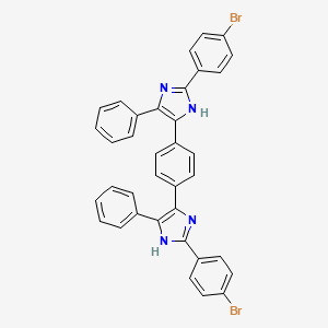 molecular formula C36H24Br2N4 B11537296 2-(4-bromophenyl)-4-{4-[2-(4-bromophenyl)-4-phenyl-1H-imidazol-5-yl]phenyl}-5-phenyl-1H-imidazole 