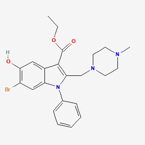 molecular formula C23H26BrN3O3 B11537323 ethyl 6-bromo-5-hydroxy-2-[(4-methylpiperazin-1-yl)methyl]-1-phenyl-1H-indole-3-carboxylate 