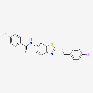 4-chloro-N-{2-[(4-iodobenzyl)sulfanyl]-1,3-benzothiazol-6-yl}benzamide