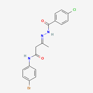 (3E)-N-(4-bromophenyl)-3-{2-[(4-chlorophenyl)carbonyl]hydrazinylidene}butanamide