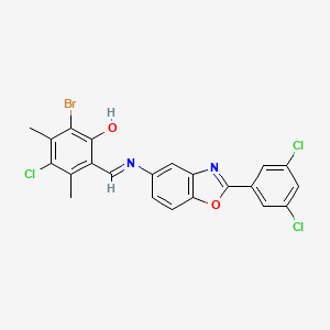 2-bromo-4-chloro-6-[(E)-{[2-(3,5-dichlorophenyl)-1,3-benzoxazol-5-yl]imino}methyl]-3,5-dimethylphenol