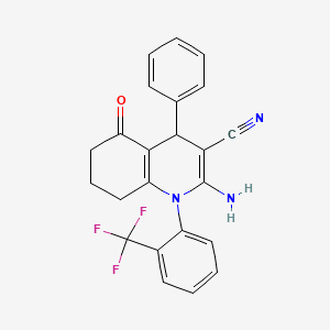 2-Amino-5-oxo-4-phenyl-1-[2-(trifluoromethyl)phenyl]-1,4,5,6,7,8-hexahydroquinoline-3-carbonitrile