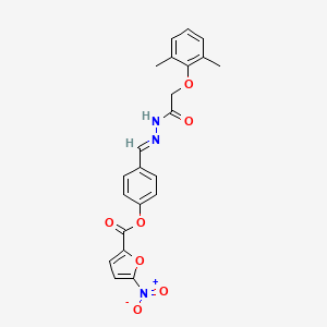 molecular formula C22H19N3O7 B11537405 4-[(E)-{2-[(2,6-dimethylphenoxy)acetyl]hydrazinylidene}methyl]phenyl 5-nitrofuran-2-carboxylate 