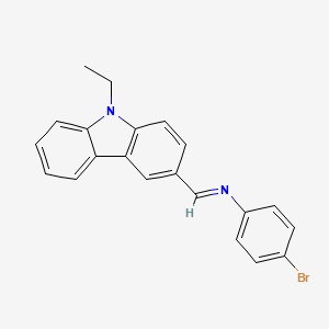 molecular formula C21H17BrN2 B11537412 4-bromo-N-[(E)-(9-ethyl-9H-carbazol-3-yl)methylidene]aniline 