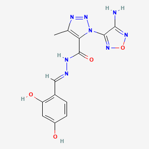 molecular formula C13H12N8O4 B11537446 1-(4-amino-1,2,5-oxadiazol-3-yl)-N'-[(E)-(2,4-dihydroxyphenyl)methylidene]-4-methyl-1H-1,2,3-triazole-5-carbohydrazide 