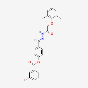 4-[(E)-{2-[(2,6-dimethylphenoxy)acetyl]hydrazinylidene}methyl]phenyl 3-fluorobenzoate