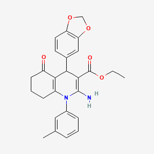 Ethyl 2-amino-4-(1,3-benzodioxol-5-yl)-1-(3-methylphenyl)-5-oxo-1,4,5,6,7,8-hexahydroquinoline-3-carboxylate