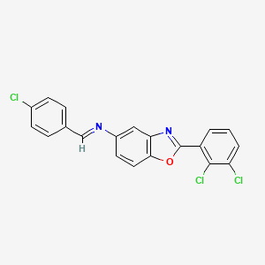 molecular formula C20H11Cl3N2O B11537503 N-[(E)-(4-chlorophenyl)methylidene]-2-(2,3-dichlorophenyl)-1,3-benzoxazol-5-amine 