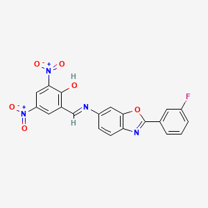 2-[(E)-{[2-(3-fluorophenyl)-1,3-benzoxazol-6-yl]imino}methyl]-4,6-dinitrophenol