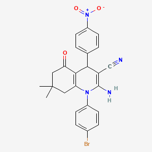 molecular formula C24H21BrN4O3 B11537520 2-Amino-1-(4-bromophenyl)-7,7-dimethyl-4-(4-nitrophenyl)-5-oxo-1,4,5,6,7,8-hexahydroquinoline-3-carbonitrile CAS No. 311318-11-3