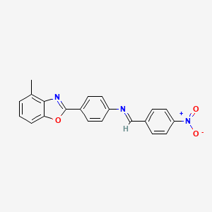 4-(4-methyl-1,3-benzoxazol-2-yl)-N-[(E)-(4-nitrophenyl)methylidene]aniline