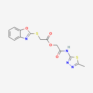 molecular formula C14H12N4O4S2 B11537540 2-[(5-Methyl-1,3,4-thiadiazol-2-yl)amino]-2-oxoethyl (1,3-benzoxazol-2-ylsulfanyl)acetate 