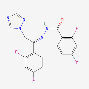 molecular formula C17H11F4N5O B11537541 N'-[(1Z)-1-(2,4-difluorophenyl)-2-(1H-1,2,4-triazol-1-yl)ethylidene]-2,4-difluorobenzohydrazide 