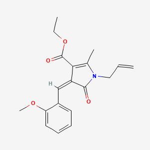 molecular formula C19H21NO4 B11537592 ethyl (4Z)-4-(2-methoxybenzylidene)-2-methyl-5-oxo-1-(prop-2-en-1-yl)-4,5-dihydro-1H-pyrrole-3-carboxylate 