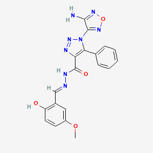 molecular formula C19H16N8O4 B11537597 1-(4-amino-1,2,5-oxadiazol-3-yl)-N'-[(E)-(2-hydroxy-5-methoxyphenyl)methylidene]-5-phenyl-1H-1,2,3-triazole-4-carbohydrazide 