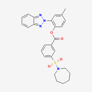 molecular formula C26H26N4O4S B11537600 2-(2H-benzotriazol-2-yl)-4-methylphenyl 3-(azepan-1-ylsulfonyl)benzoate 