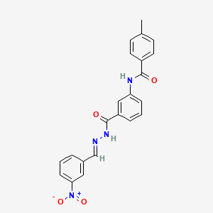 molecular formula C22H18N4O4 B11537621 4-methyl-N-(3-{[(2E)-2-(3-nitrobenzylidene)hydrazinyl]carbonyl}phenyl)benzamide 