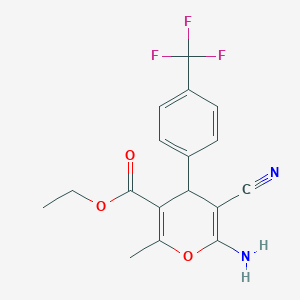 ethyl 6-amino-5-cyano-2-methyl-4-[4-(trifluoromethyl)phenyl]-4H-pyran-3-carboxylate