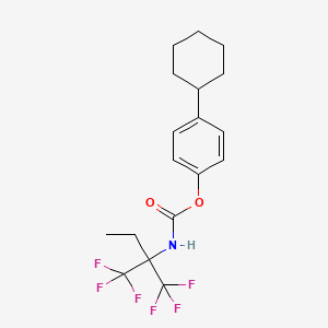 molecular formula C18H21F6NO2 B11537670 Carbamic acid, N-[1,1-bis(trifluoromethyl)propyl]-, 4-cyclohexylphenyl ester 