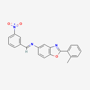 molecular formula C21H15N3O3 B11537673 (E)-N-[2-(2-Methylphenyl)-1,3-benzoxazol-5-yl]-1-(3-nitrophenyl)methanimine CAS No. 5795-86-8