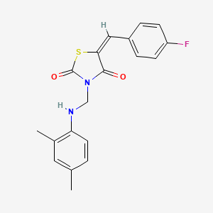 molecular formula C19H17FN2O2S B11537677 3-[(2,4-Dimethyl-phenylamino)-methyl]-5-(4-fluoro-benzylidene)-thiazolidine-2,4-dione 