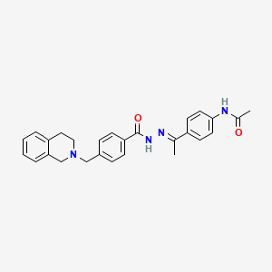 molecular formula C27H28N4O2 B11537715 N-{4-[(1E)-1-(2-{[4-(3,4-dihydroisoquinolin-2(1H)-ylmethyl)phenyl]carbonyl}hydrazinylidene)ethyl]phenyl}acetamide 