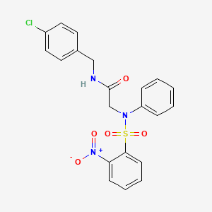 molecular formula C21H18ClN3O5S B11537722 N-[(4-Chlorophenyl)methyl]-2-(N-phenyl2-nitrobenzenesulfonamido)acetamide 