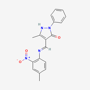 (4E)-5-methyl-4-{[(4-methyl-2-nitrophenyl)amino]methylidene}-2-phenyl-2,4-dihydro-3H-pyrazol-3-one