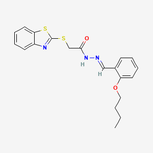 molecular formula C20H21N3O2S2 B11537800 2-(1,3-benzothiazol-2-ylsulfanyl)-N'-[(E)-(2-butoxyphenyl)methylidene]acetohydrazide 