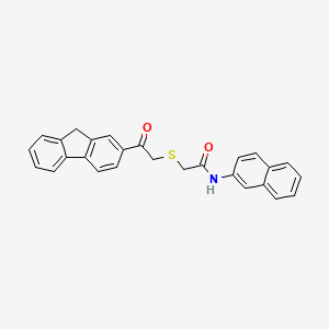 molecular formula C27H21NO2S B11537827 2-{[2-(9H-fluoren-2-yl)-2-oxoethyl]sulfanyl}-N-(naphthalen-2-yl)acetamide 