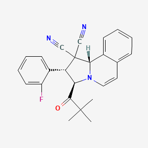 molecular formula C25H22FN3O B11537833 (2S,3R,10bS)-3-(2,2-dimethylpropanoyl)-2-(2-fluorophenyl)-2,3-dihydropyrrolo[2,1-a]isoquinoline-1,1(10bH)-dicarbonitrile 