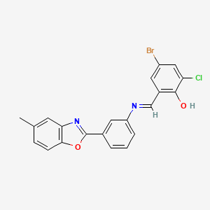 4-bromo-2-chloro-6-[(E)-{[3-(5-methyl-1,3-benzoxazol-2-yl)phenyl]imino}methyl]phenol