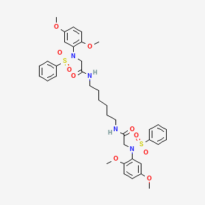 molecular formula C38H46N4O10S2 B11537872 N,N'-hexane-1,6-diylbis{2-[(2,5-dimethoxyphenyl)(phenylsulfonyl)amino]acetamide} (non-preferred name) 