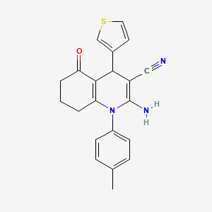 2-Amino-1-(4-methylphenyl)-5-oxo-4-(thiophen-3-yl)-1,4,5,6,7,8-hexahydroquinoline-3-carbonitrile