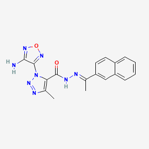 molecular formula C18H16N8O2 B11537892 1-(4-amino-1,2,5-oxadiazol-3-yl)-4-methyl-N'-[(1E)-1-(naphthalen-2-yl)ethylidene]-1H-1,2,3-triazole-5-carbohydrazide 