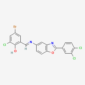 molecular formula C20H10BrCl3N2O2 B11537902 4-bromo-2-chloro-6-[(E)-{[2-(3,4-dichlorophenyl)-1,3-benzoxazol-5-yl]imino}methyl]phenol 