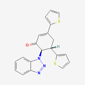 molecular formula C20H15N3OS2 B11537923 (5S,6R)-6-(1H-benzotriazol-1-yl)-3,5-di(thiophen-2-yl)cyclohex-2-en-1-one 