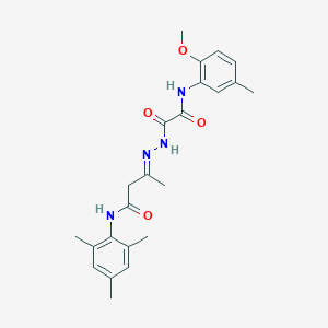 (3E)-3-(2-{[(2-methoxy-5-methylphenyl)amino](oxo)acetyl}hydrazinylidene)-N-(2,4,6-trimethylphenyl)butanamide